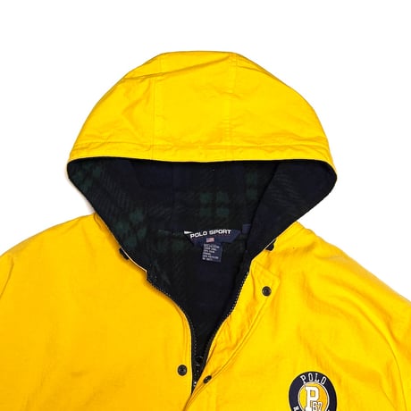 【USED】90's POLO SPORT Ralph Lauren Yellow Hooded Puffer Coat