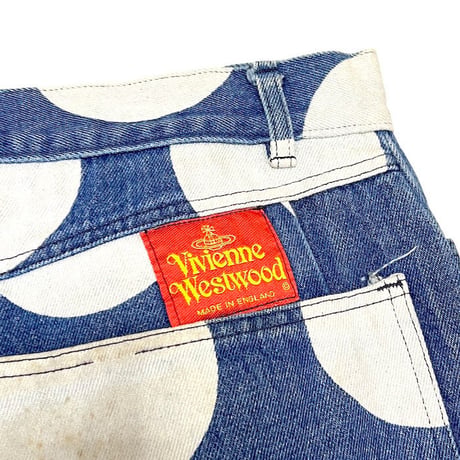 【USED】80'S VIVIENNE WESTWOOD ORB × SPOT DENIM PANTS