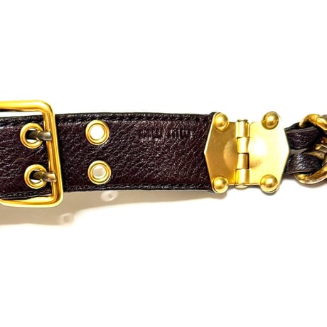 【USED】00's miu miu LEATHER CHAIN BELT