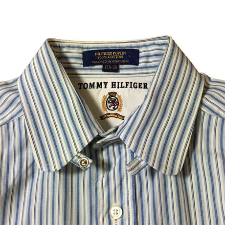 【USED】90'S TOMMY HILFIGER OVERSIZED  DOUBLE CUFFS STRIPE SHIRT