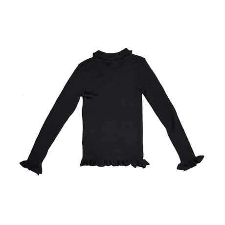 【USED】90's-00's MOIRA Black Ruffled Knit Top