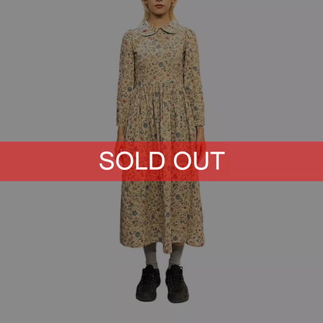 【USED】80'S-90'S BOTANICAL PATTERN DRESS BEIGE