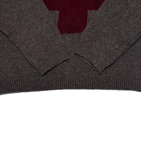 【USED】90's-00's Bulldog RED CROSS WOOL KNIT SWEATER