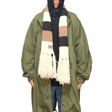 【USED】90'S-00'S D&G DOLCE & GABBANA BORDER FRINGE KNIT SCARF