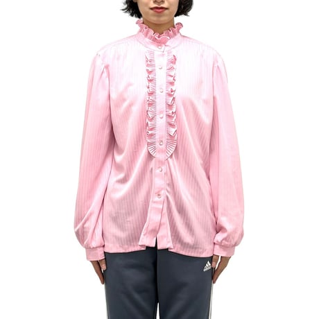 【USED】80's A&A FRILL BLOUSE PINK