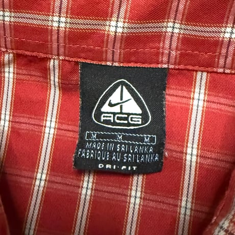 【USED】00's NIKE ACG Plaid DRI-FIT Half Sleeve Shirt