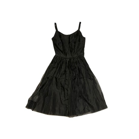 【USED】70's ORGANDY BLACK DRESS