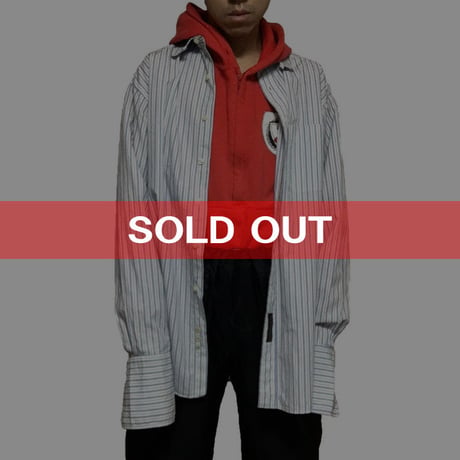 【USED】90'S TOMMY HILFIGER OVERSIZED  DOUBLE CUFFS STRIPE SHIRT