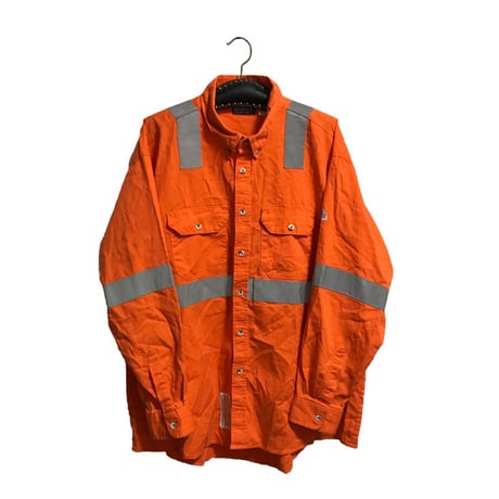 【USED】OVERSIZED SAFETY REFLECTIVE WORK SHIRT ORANGE