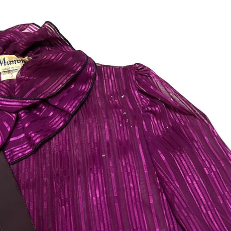 【USED】80's Manon FRILL COLLAR BOW TIE BLOUSE