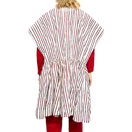 【USED】00'S AFRICAN FUGU BATAKARI SMOCK JACKET RED STRIPE