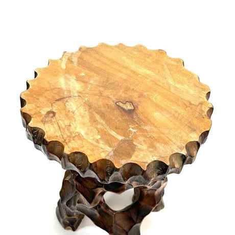 【USED】60'S-70'S HAND CARVED WOOD STOOL