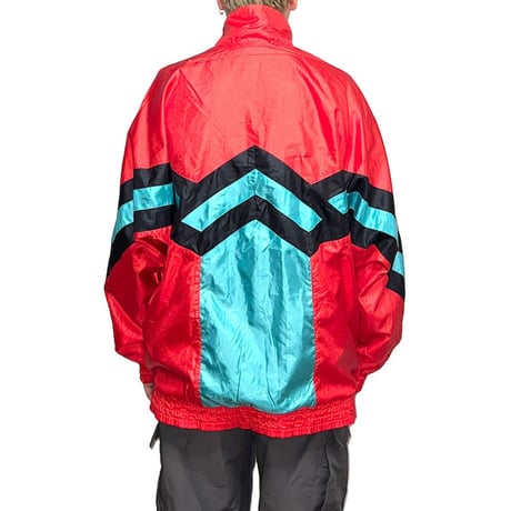 【USED】80'S adidas ZIGZAG LINE POLY JACKET RED