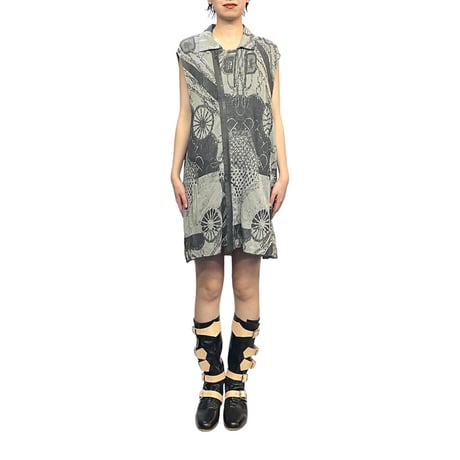 【USED】00's bernhard willhelm COTTON KNIT SLEEVELESS JACKET DRESS