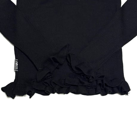 【USED】90's-00's MOIRA Black Ruffled Knit Top