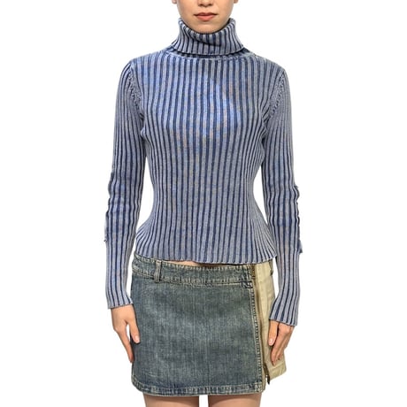 【USED】00's Indigo Ribbed Turtleneck Knit
