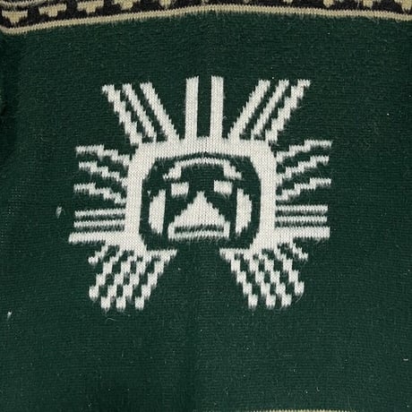 【USED】90'S ECUADOR WOOD BUTTON KNIT CARDIGAN