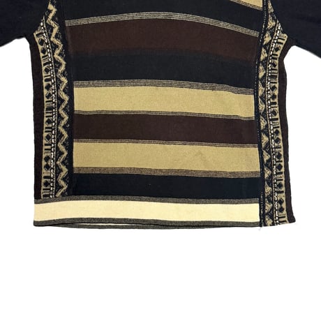 【USED】90's DRIES VAN NOTEN Multi-Stripe V-Neck Knit Made in Belgium
