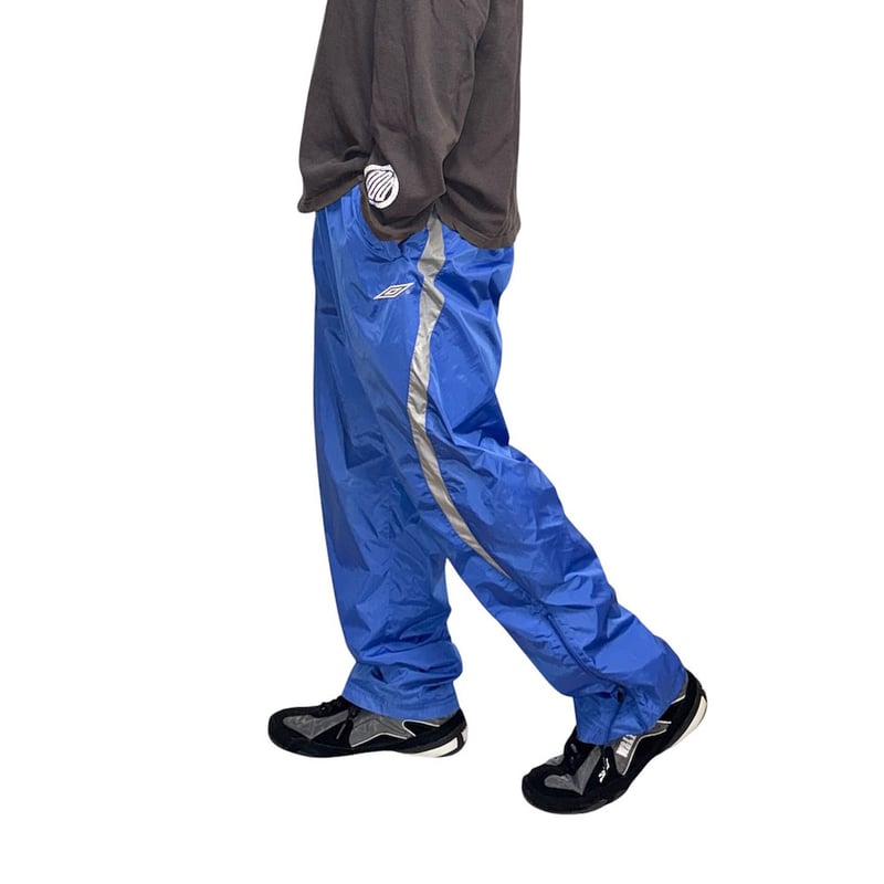 USED】00's UMBRO England Nylon Track Pants Blue