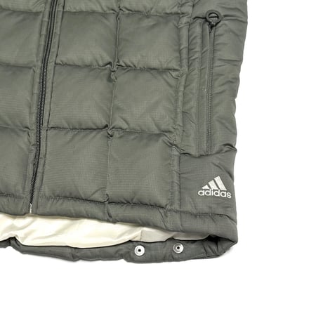 【USED】00's adidas Grid-Quilted Puffer Vest Smoky Olive