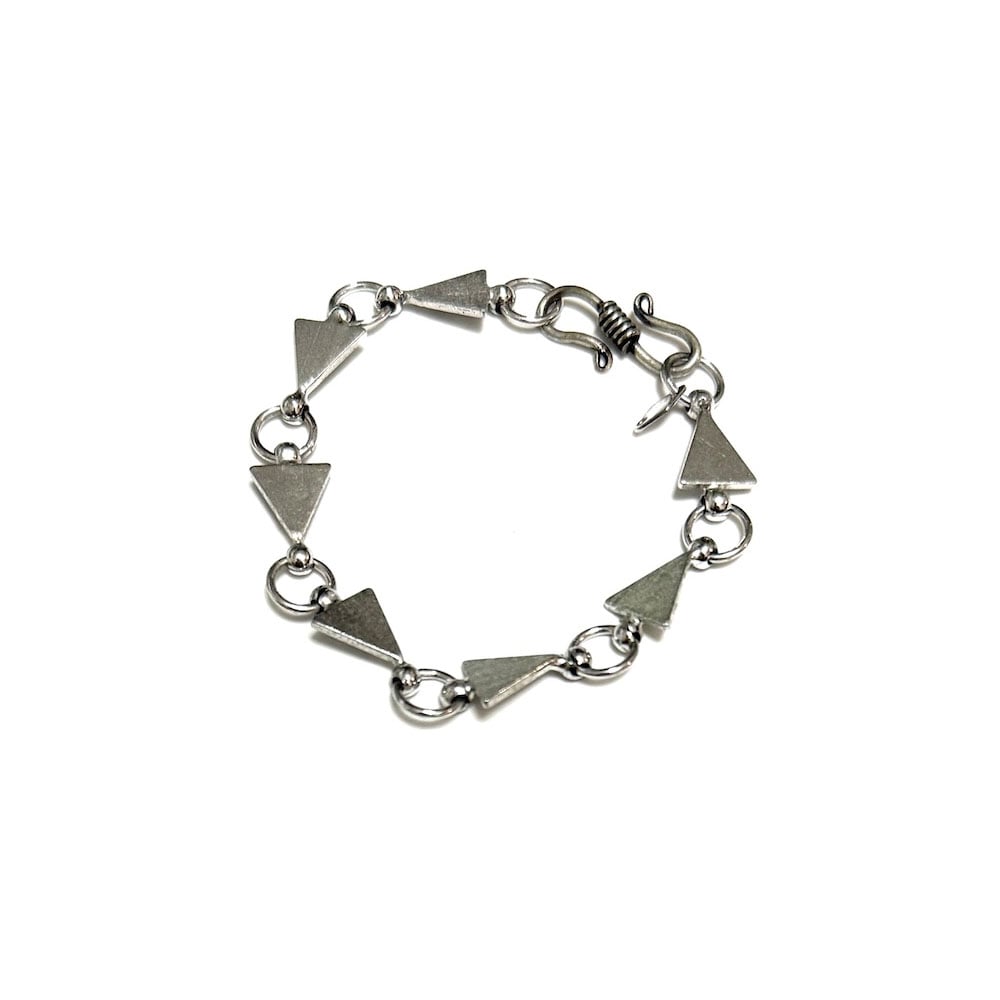 USED】Vintage Triangle Link 925 Silver Bracelet