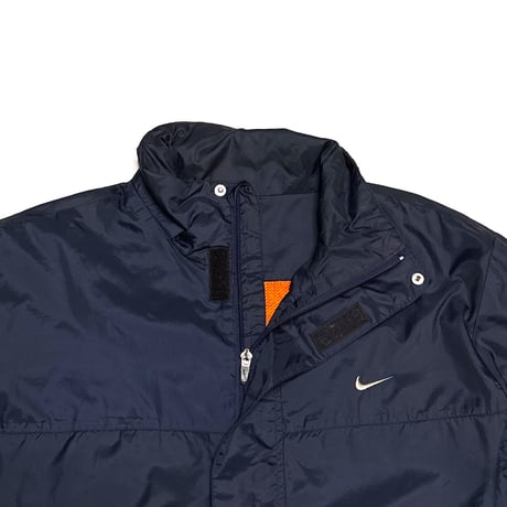 【USED】00's EURO NIKE CLIMA-FIT Lined Shell Jacket Navy × Safety Orange