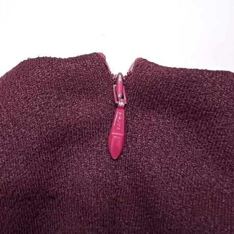 【USED】70'S BURGUNDY PEPLUM TUNIC / MINI DRESS