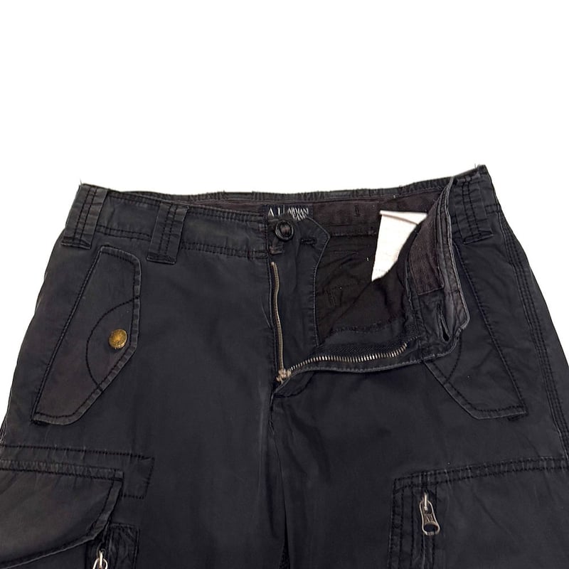 USED】00's ARMANI JEANS Black Military Flight P
