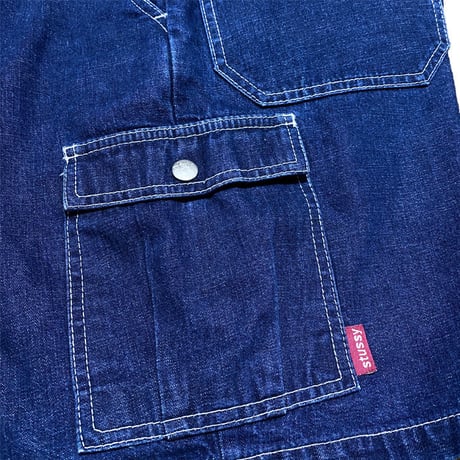【USED】90'S STUSSY DENIM CARGO SHORTS