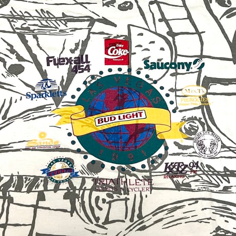 【USED】90's BUD LIGHT TRIATHLON SERIES ALL OVER PRINTED T-SHIRT
