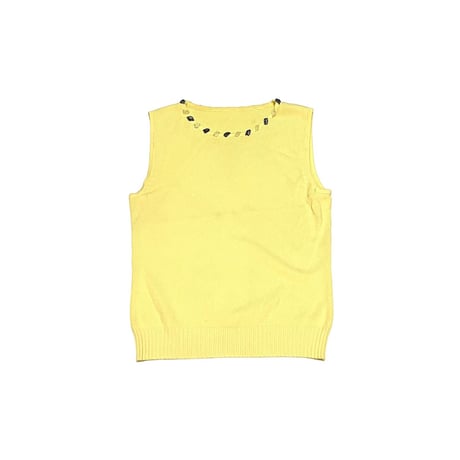 【USED】90's-00's BEADED NECK KNIT VEST LEMON YELLOW