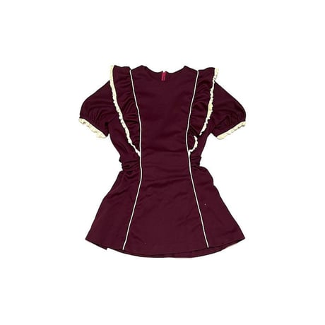 【USED】70'S BURGUNDY PEPLUM TUNIC / MINI DRESS