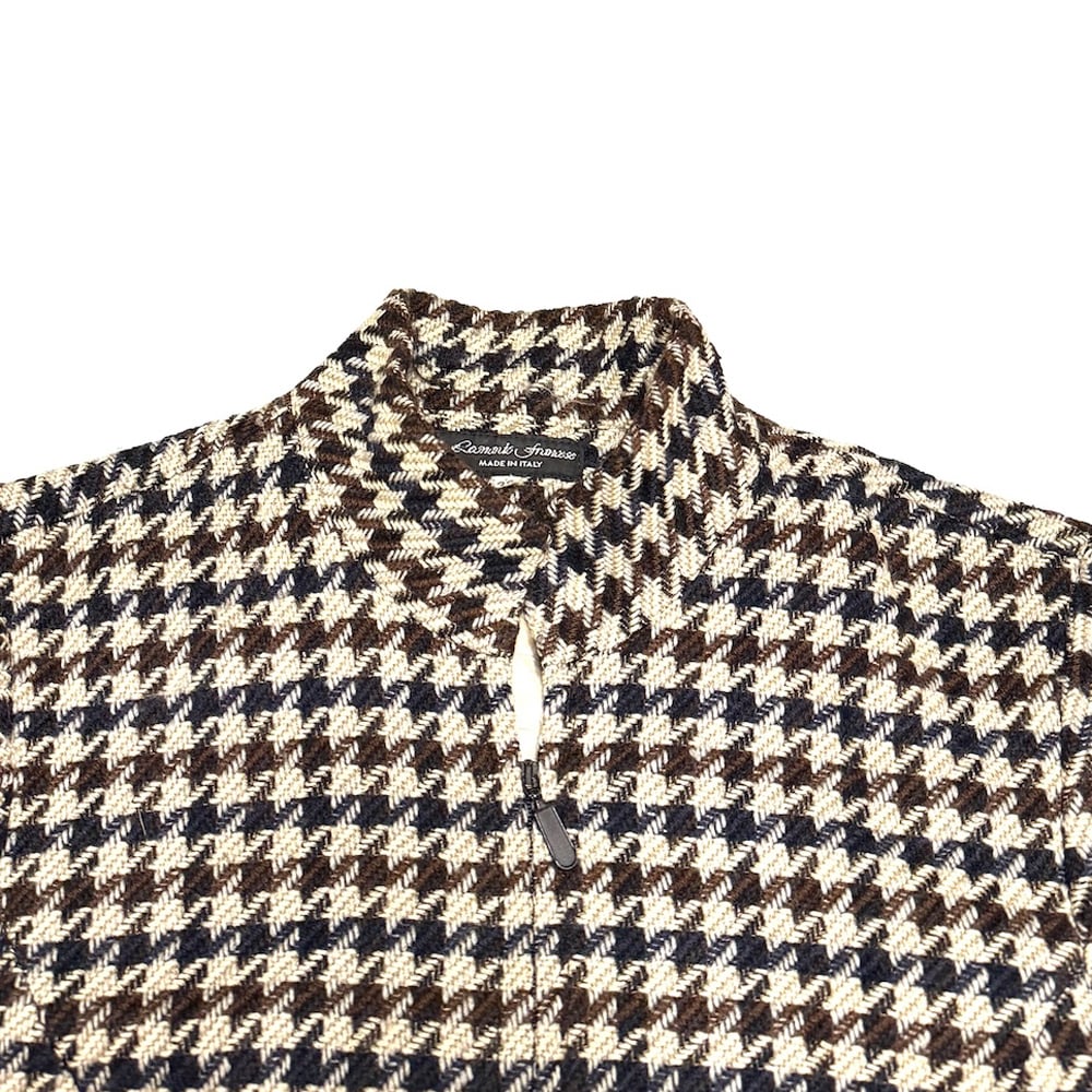 USED】90's Houndstooth Stand-Collar Wool Jacket