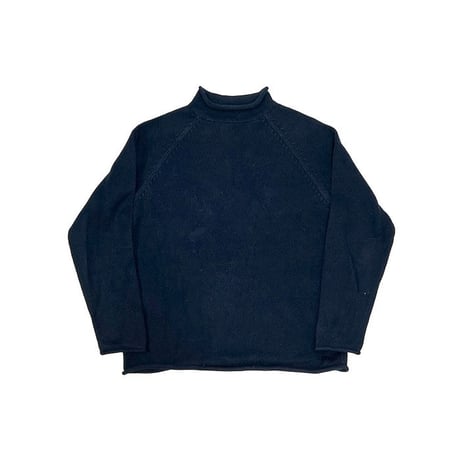 【USED】00'S J.CREW COTTON KNIT ROLL NECK SWEATER NAVY