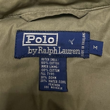 【USED】90'S Polo by Ralph Lauren SHORT DOWN JACKET MILITARY KHAKI