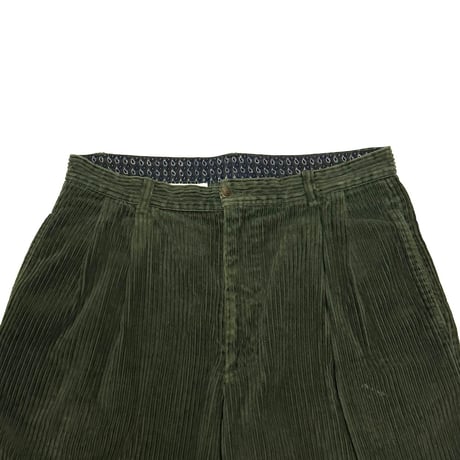【USED】90's OLD GAP Wide-Wale Corduroy Pants Green with Double Hem