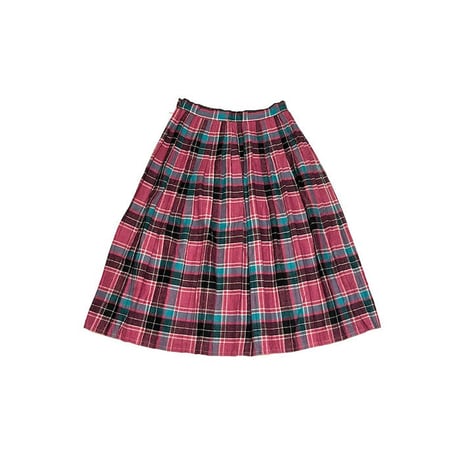 【USED】80'S WOOL PLAID PLEATED SKIRT