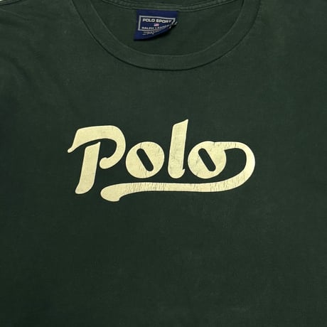 【USED】90's Polo Sport Ralph Lauren Script Logo Long Sleeve T-Shirt Forest Green