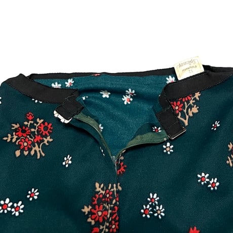 【USED】60's-70's Spinney RETRO FLOWER PATTERN MINI SKIRT GREEN