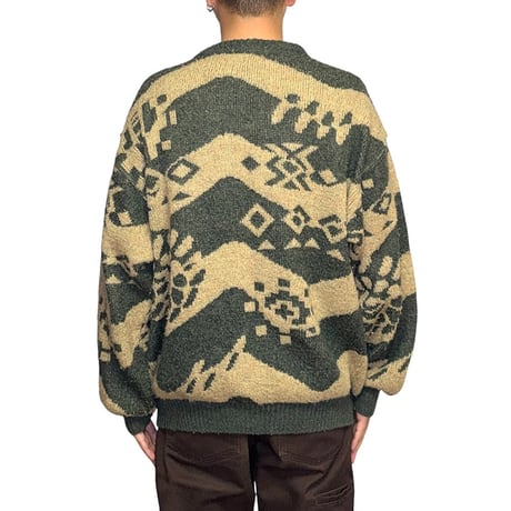 【USED】90's GIVENCHY GENTLEMAN Mohair Wool Pattern Cardigan