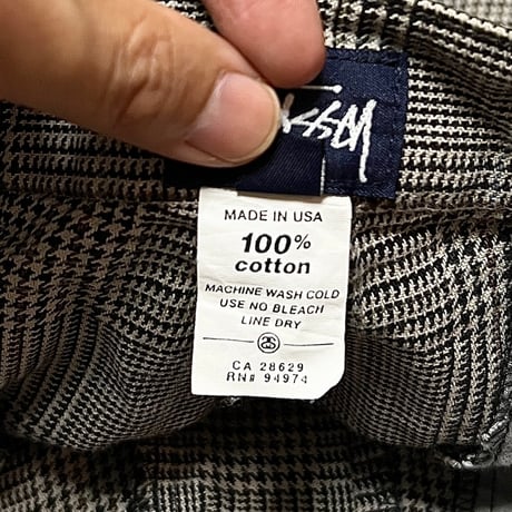 【USED】90's STUSSY GLEN CHECK COTTON TROUSERS