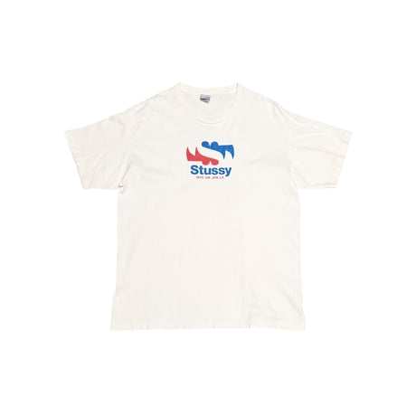 【USED】90's STUSSY  Global Cities Pepsi Color Graphic Logo T-Shirt