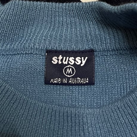 【USED】90's STUSSY LINE COTTON KNIT SWEATER MADE IN AUSTRALIA