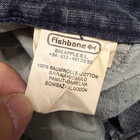 【USED】00's Fishbone Bondage Denim Cargo Pants