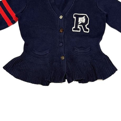 【USED】90's RALPH LAUREN PEPLUM KNIT CARDIGAN
