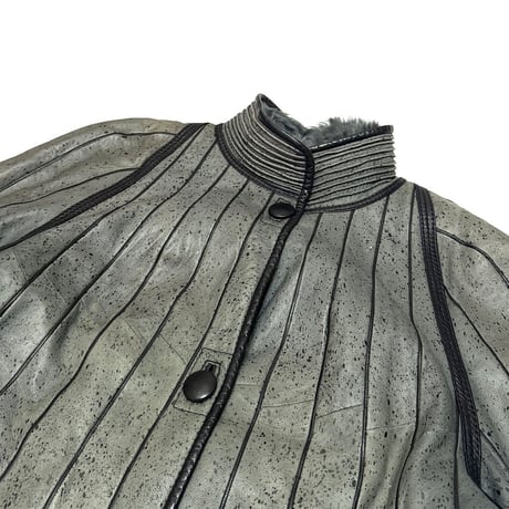 【USED】80's-90's ECO FUR & ECO LEATHER REVERSIBLE COAT