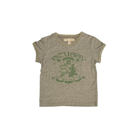 【USED】00's STUSSY "College Crest" Olive Fitted T-shirt