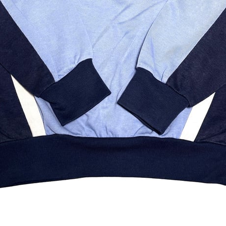 【USED】80's adidas Hungary-Made Panel Sweatshirt Navy × Sax Color Block