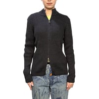 【USED】00's PRADA Ribbed Wool Drivers Knit Zip-Up