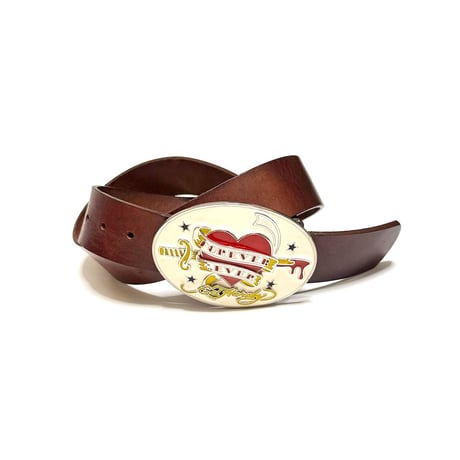 【USED】00's Ed Hardy "FOREVER EVER" Buckle Leather Belt
